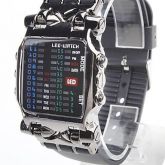 PU Digital LED relógio de pulso dos homens (preto)